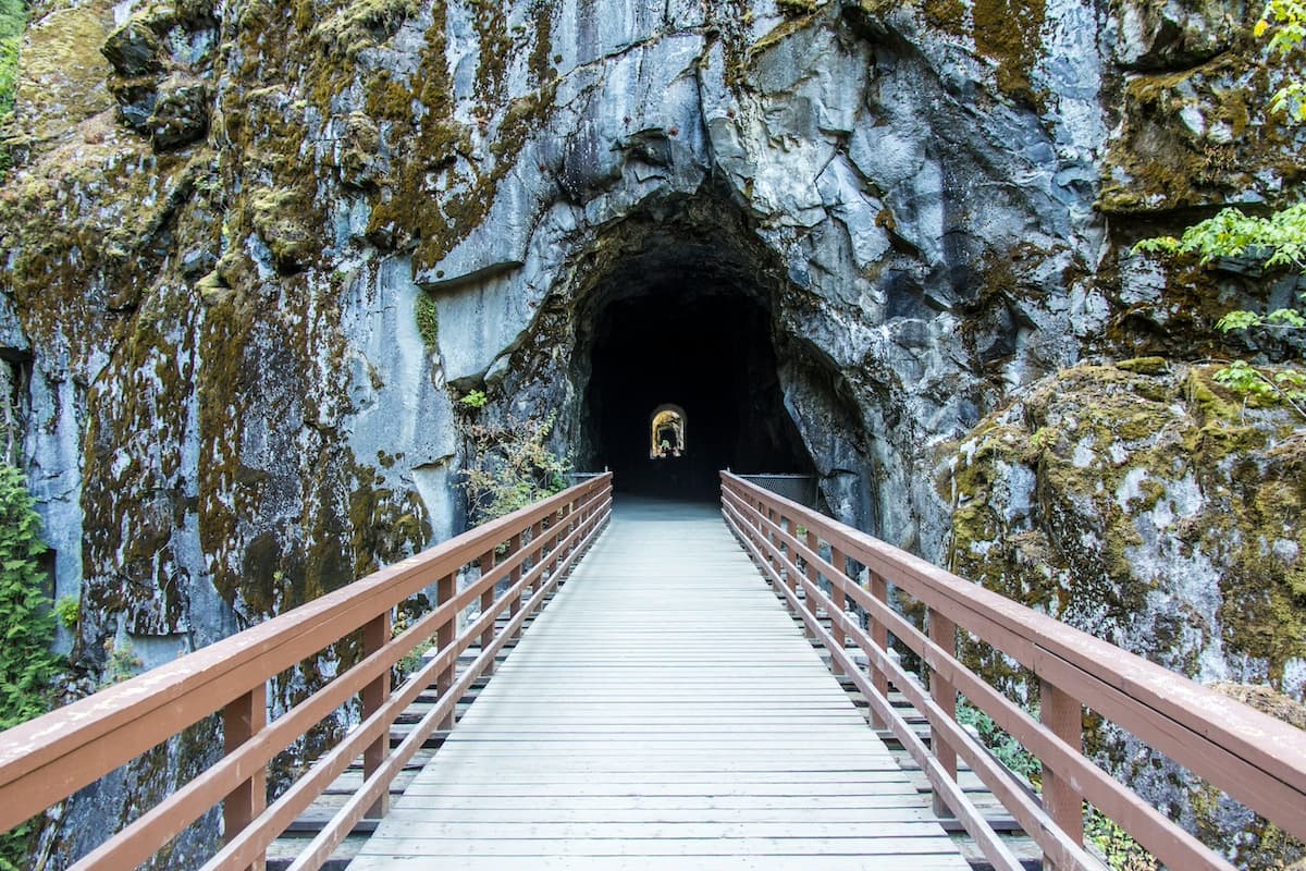 Boardwalk into the Othello Tunnels in Hope, BC