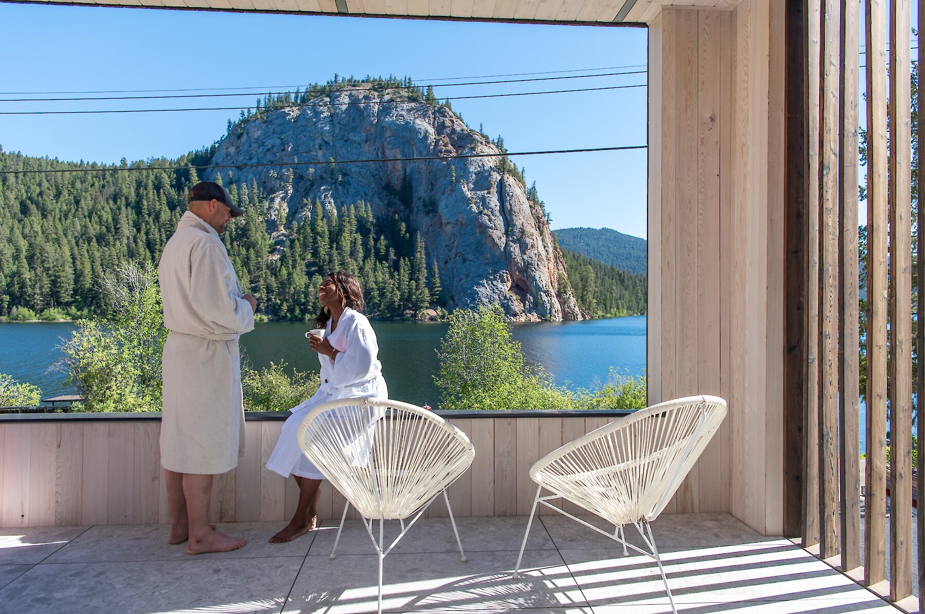 a couple relaxing at a spa in BC
